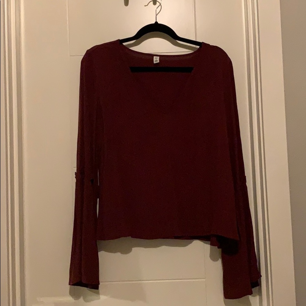 Maroon statement sleeve blouse